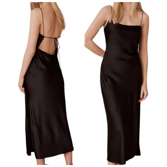 BHLDN Dresses & Skirts - Sachin & Babi BHLDN Stevie Satin 6  Tie-Back Charmeuse Slip Midi New